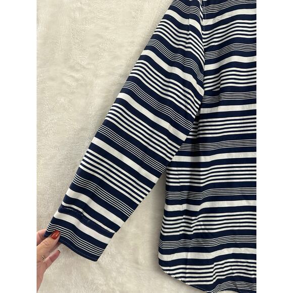 CHAPS Blue Stripe No Iron Shirt 2X Womens Coastal Office - Picture 4 of 7